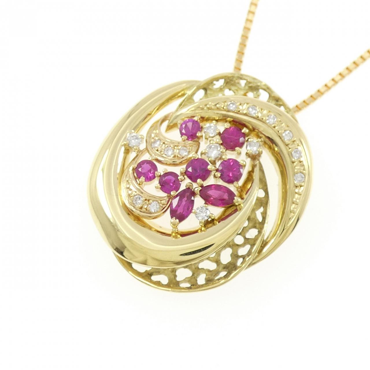 K18YG ルビー ネックレス 1.07CT