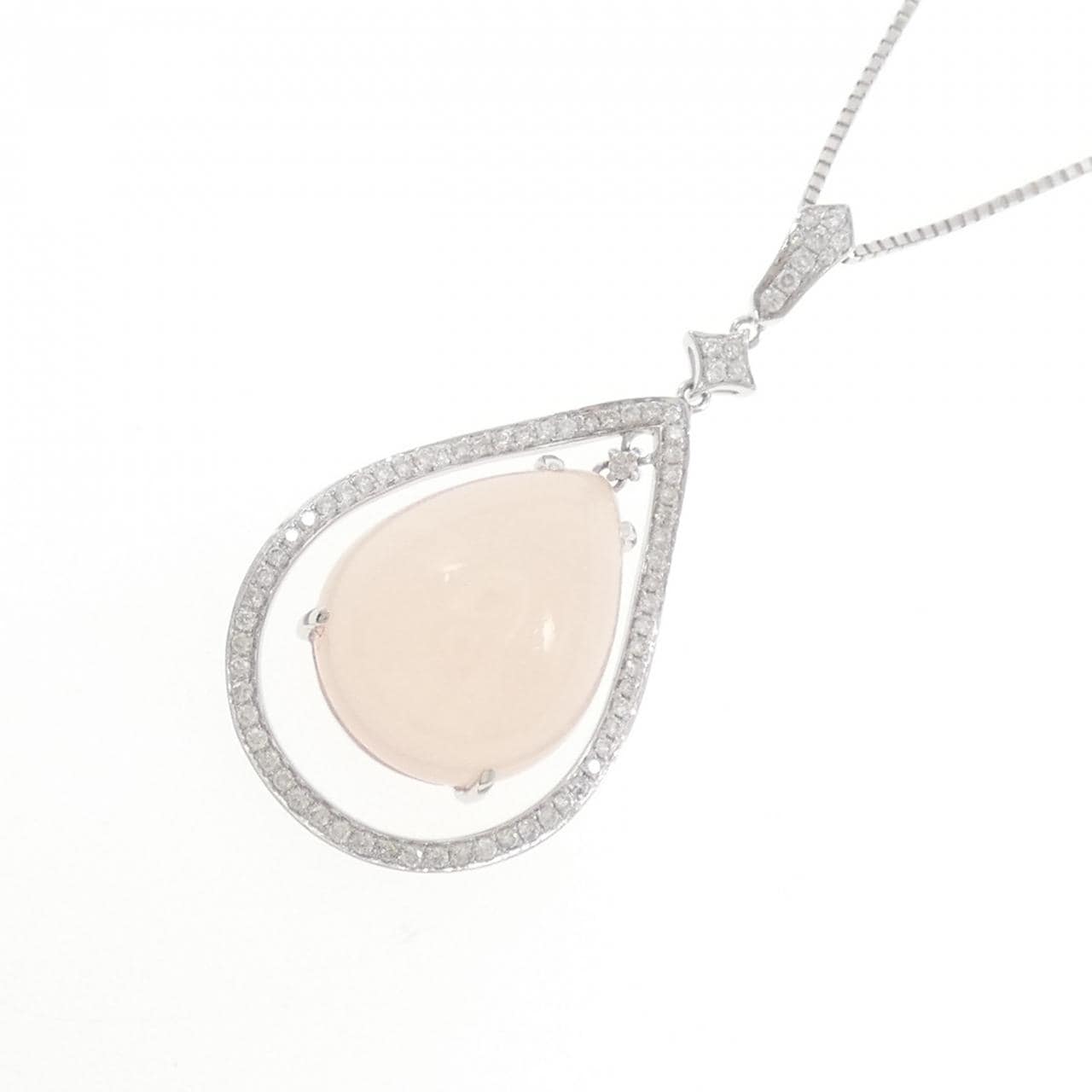 K18WG ローズクオーツ ネックレス 20.50CT