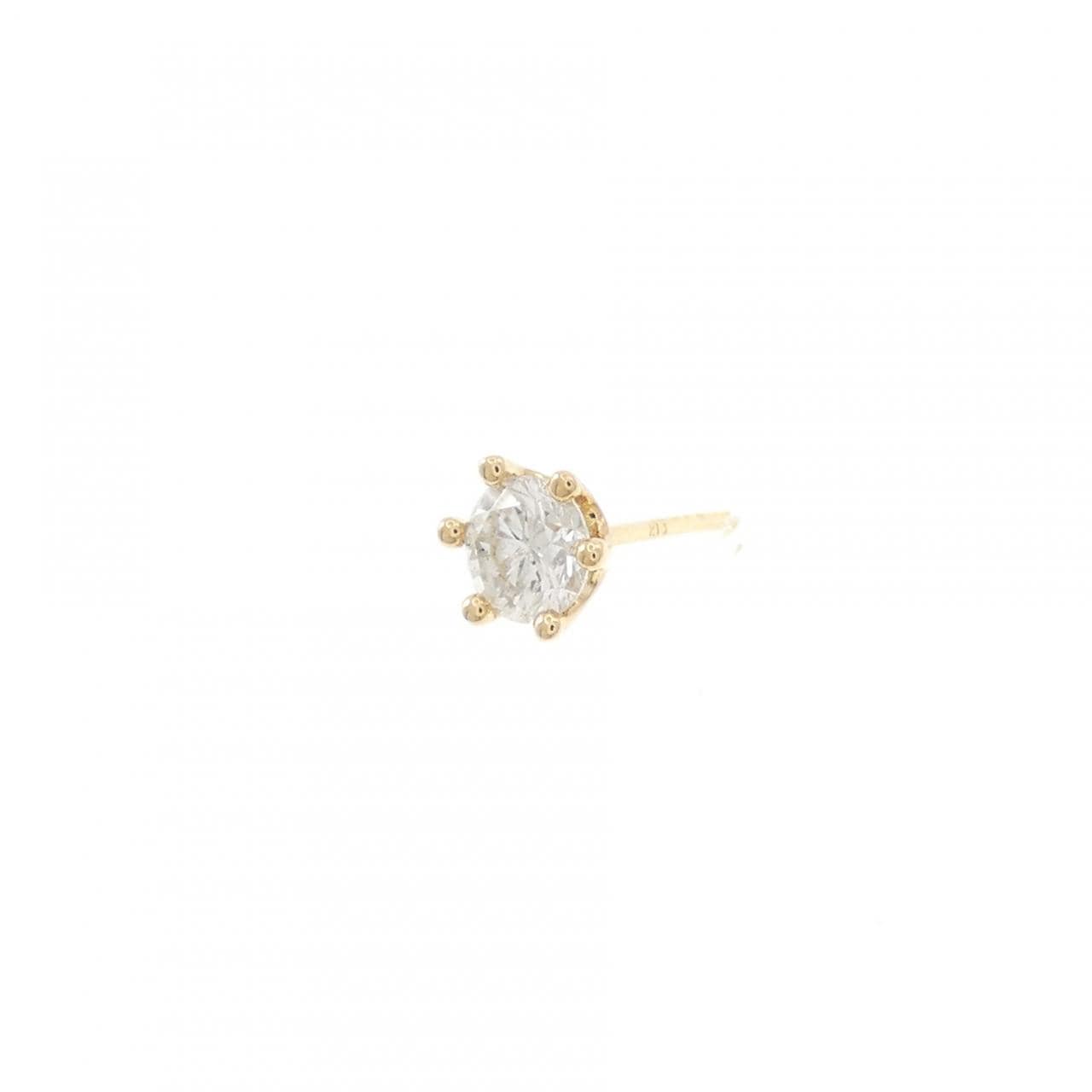 K18YG ソリティア ダイヤモンド ピアス 0.28CT 片耳