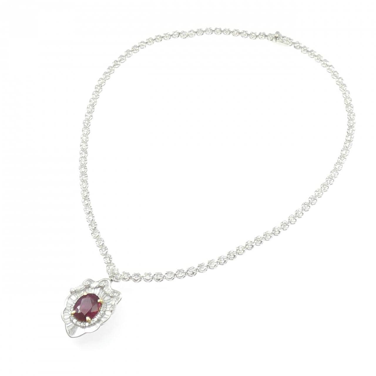 PT900/K18YG ルビー ネックレス 3.08CT マダガスカル産