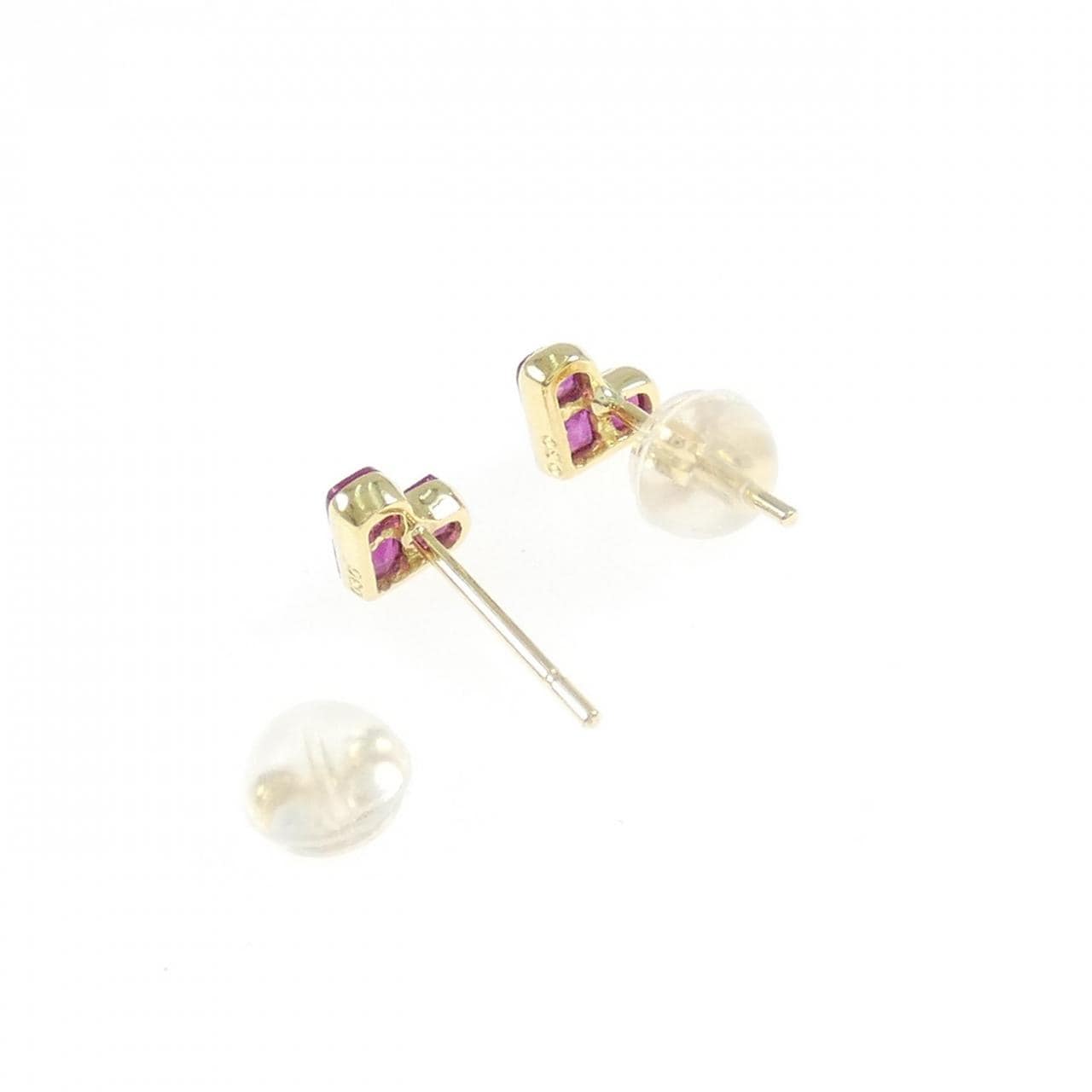K18YG ハート ルビー ピアス 0.60CT