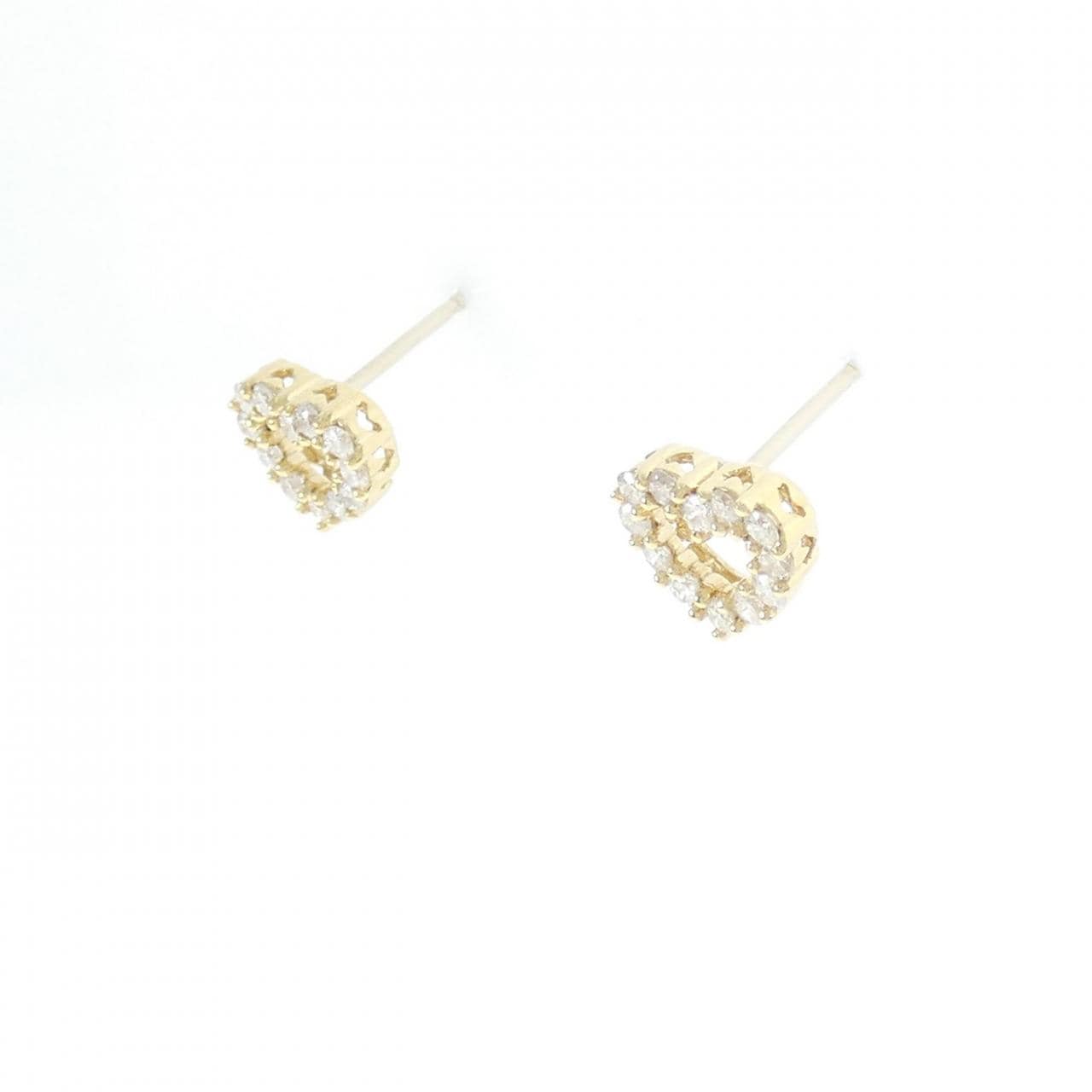 K18YG Heart Diamond Earrings 0.43CT