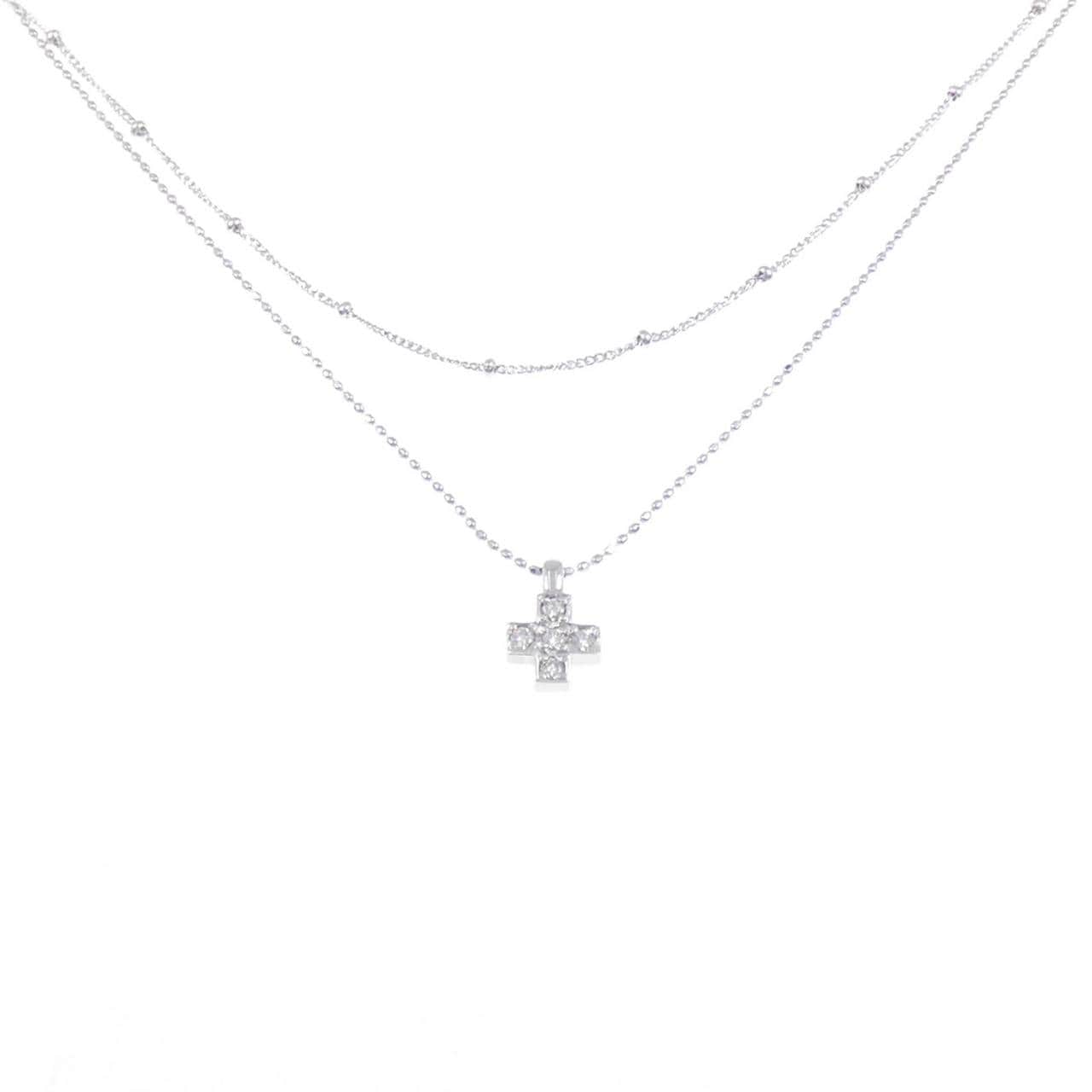 K18WG クロス ダイヤモンド ネックレス 0.10CT