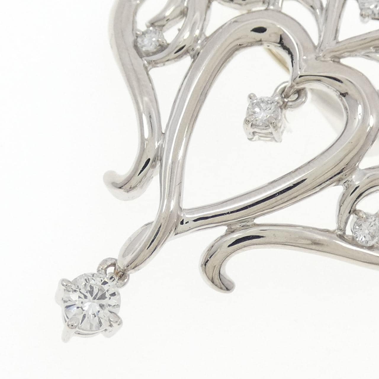 PT900 ハート ダイヤモンド ブローチ 0.48CT
