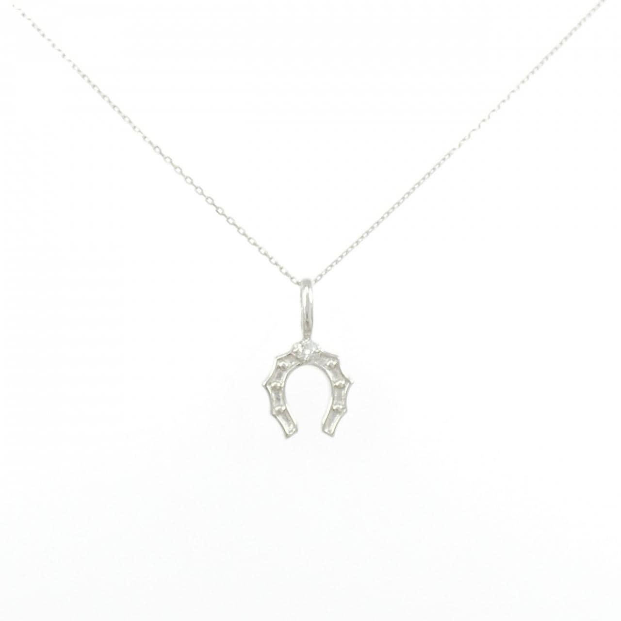 K10WG ホースシュー ダイヤモンド ネックレス 0.03CT