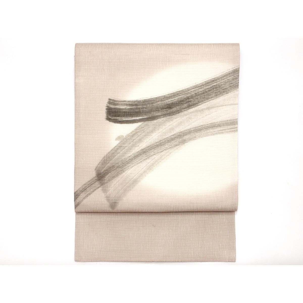 夏名古屋帯　紗紬織染帯　友禅銀彩加工