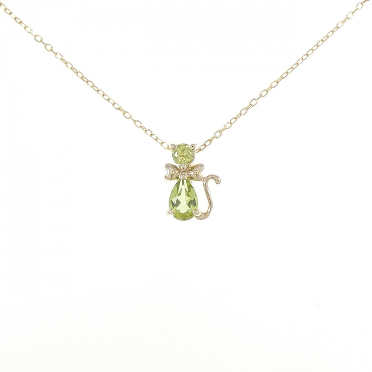 K10YG キャット ペリドット ネックレス