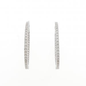 K18WG フープ ダイヤモンド ピアス 1.21CT