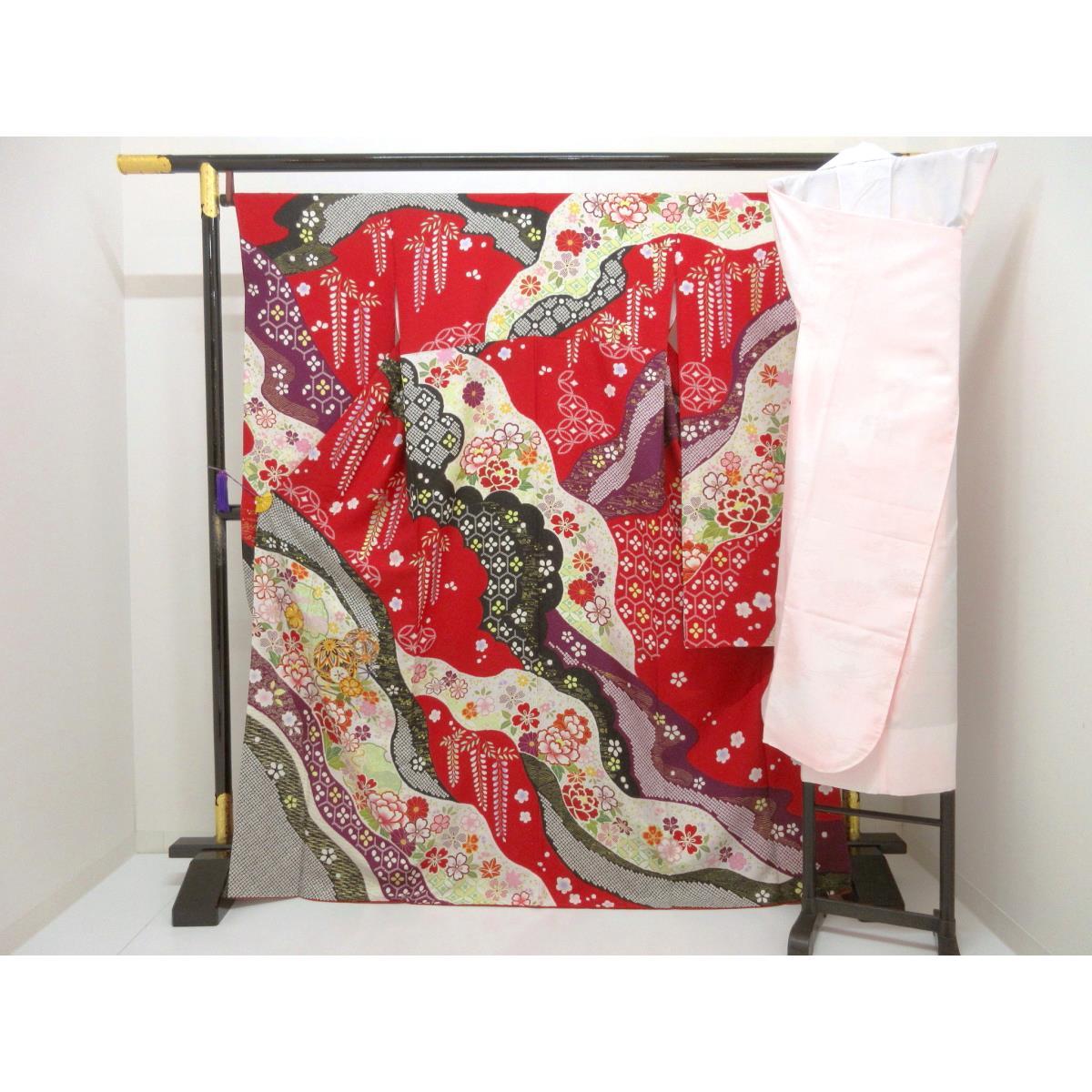 振袖　友禅金彩加工　きもの・長襦袢　２点セット