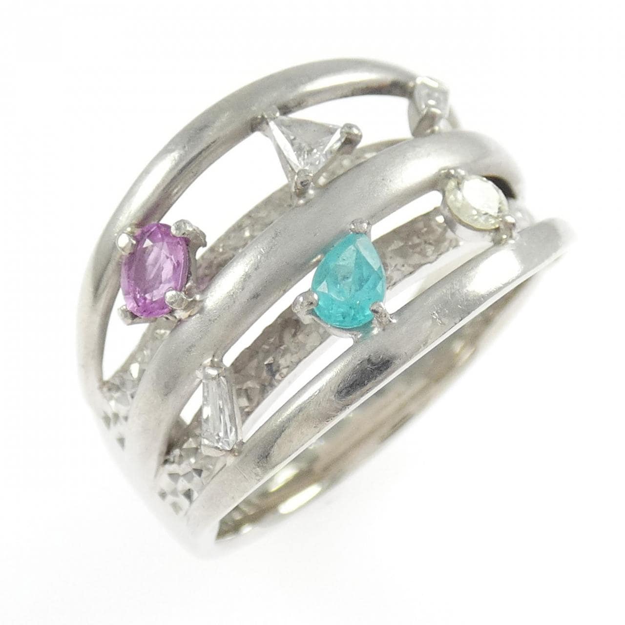 PT900 カラーストーン リング