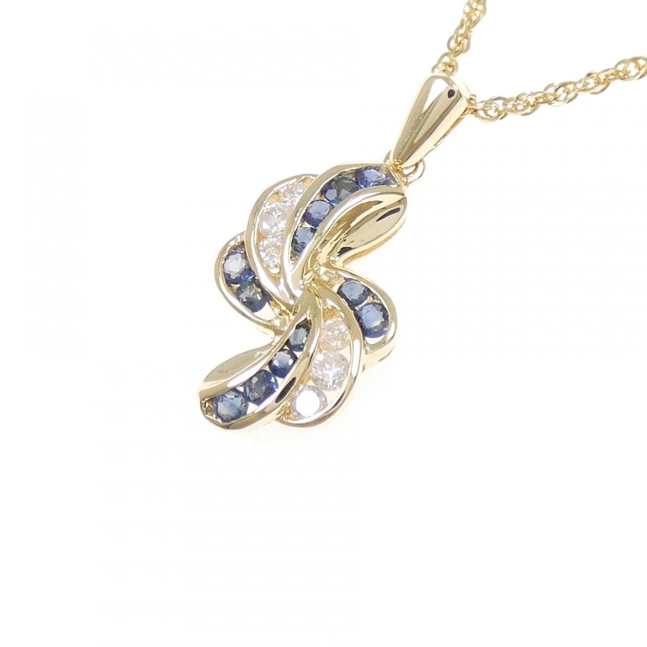 18KYG/K18YG サファイヤ ネックレス 0.45CT