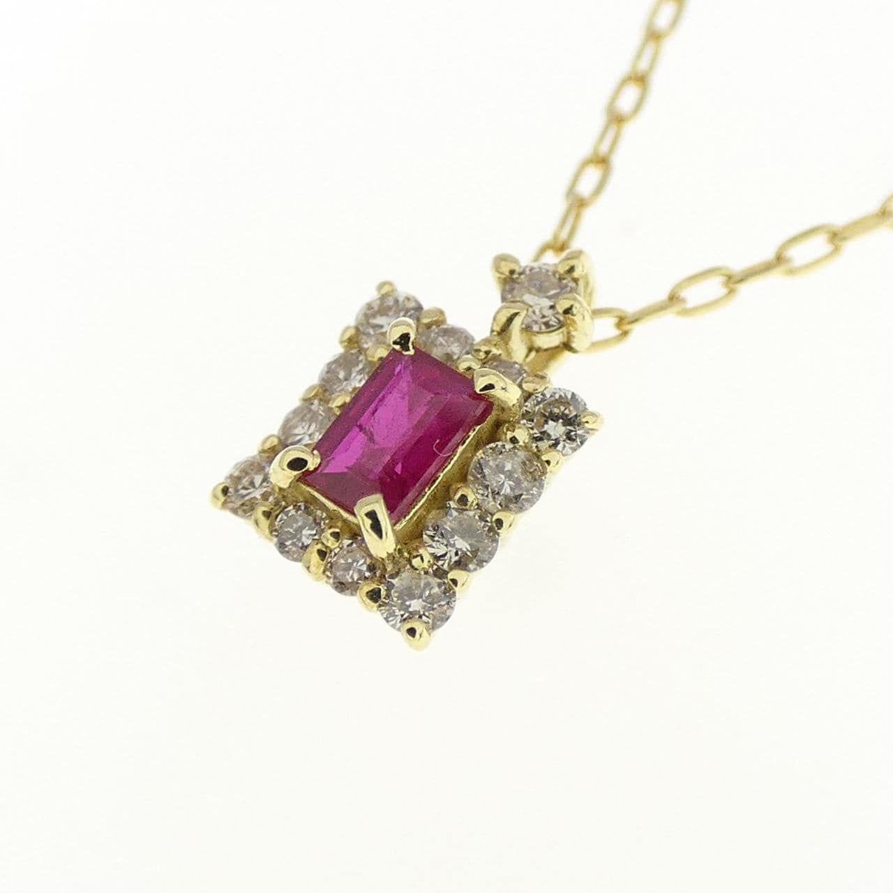 [BRAND NEW] K18YG Ruby Necklace 0.09CT