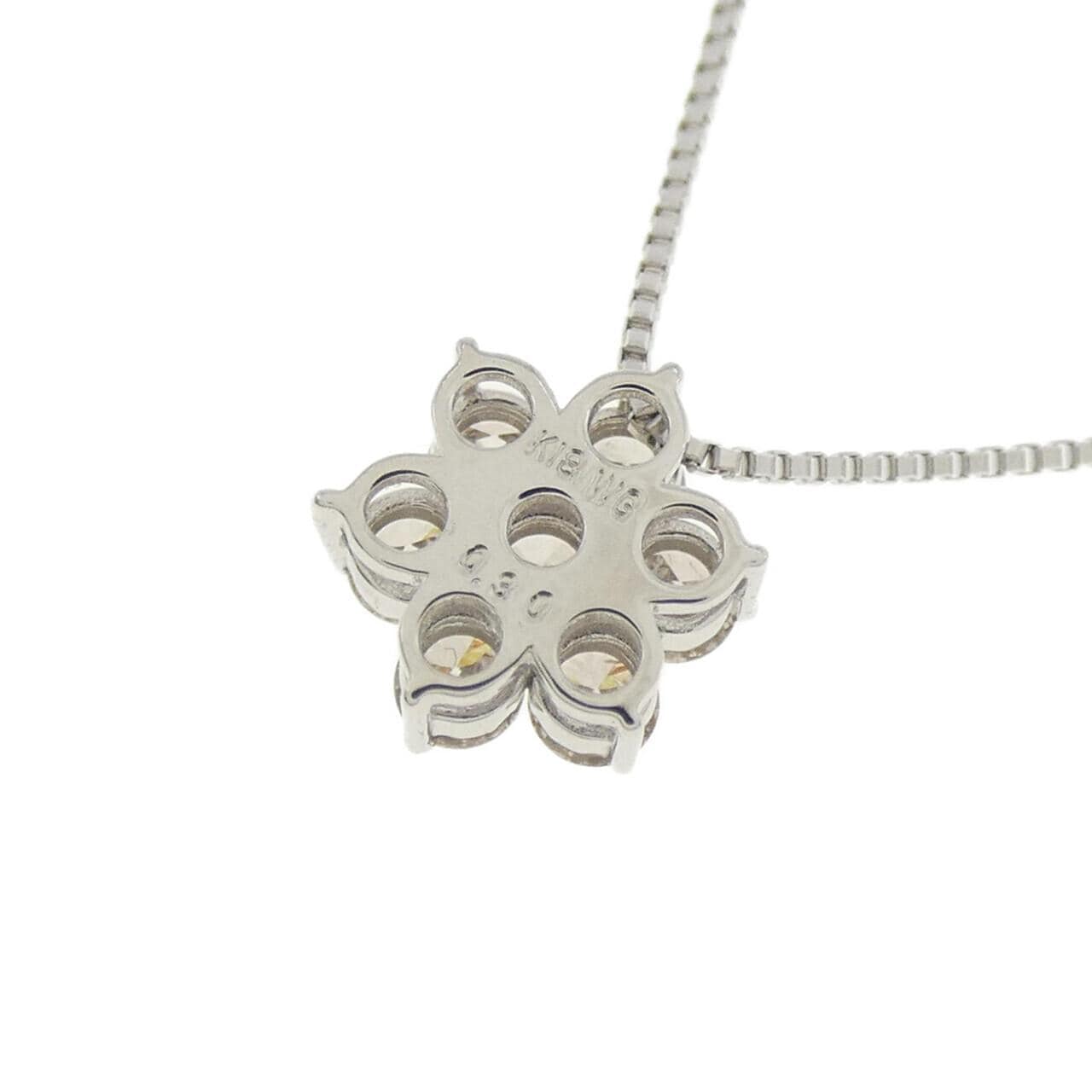 K18WG フラワー ダイヤモンド ネックレス 0.30CT