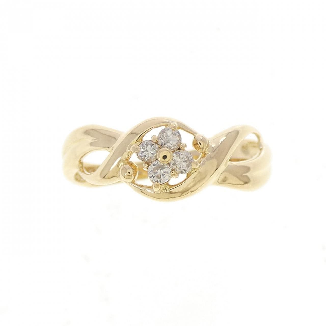 K18YG フラワー ダイヤモンド リング 0.10CT
