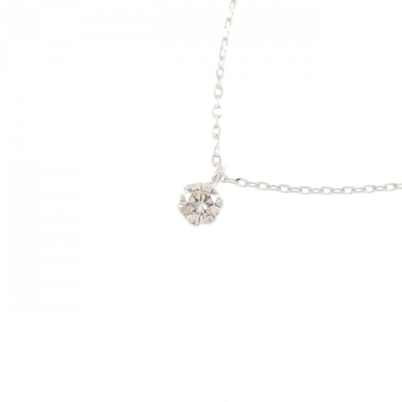 K18WG ソリティア ダイヤモンド ネックレス 0.08CT