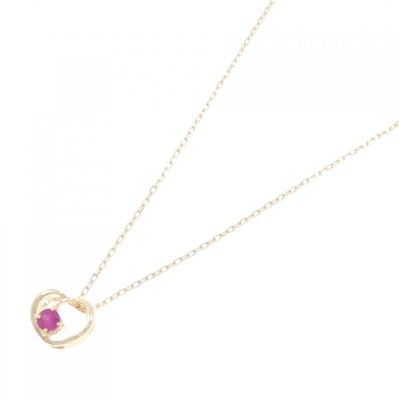 K10YG Heart Ruby Necklace