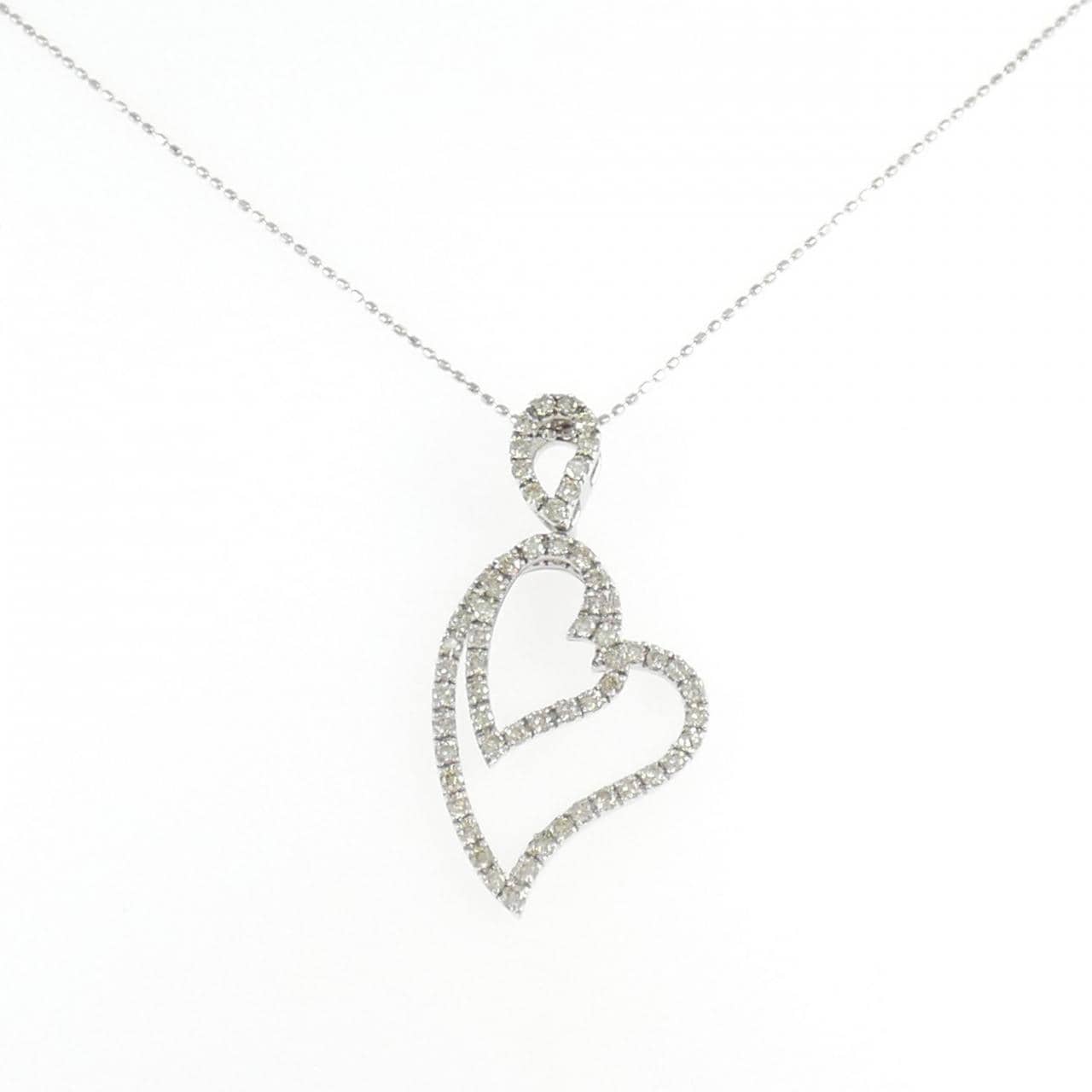 K18WG ハート ダイヤモンド ネックレス 1.00CT