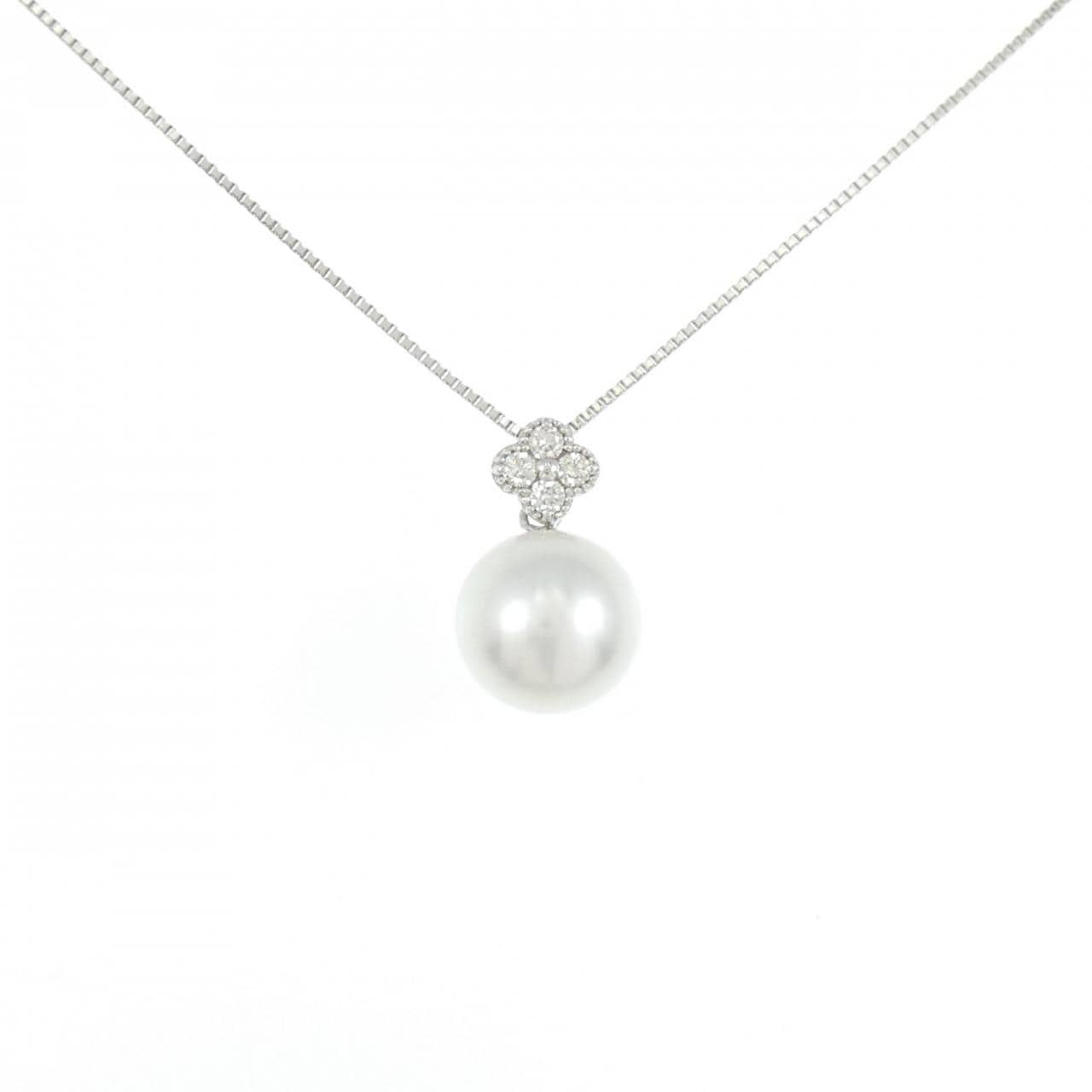 PT900/PT850 フラワー 白蝶パール ネックレス 10.2mm