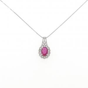 PT900/PT850 ルビー ネックレス 1.10CT