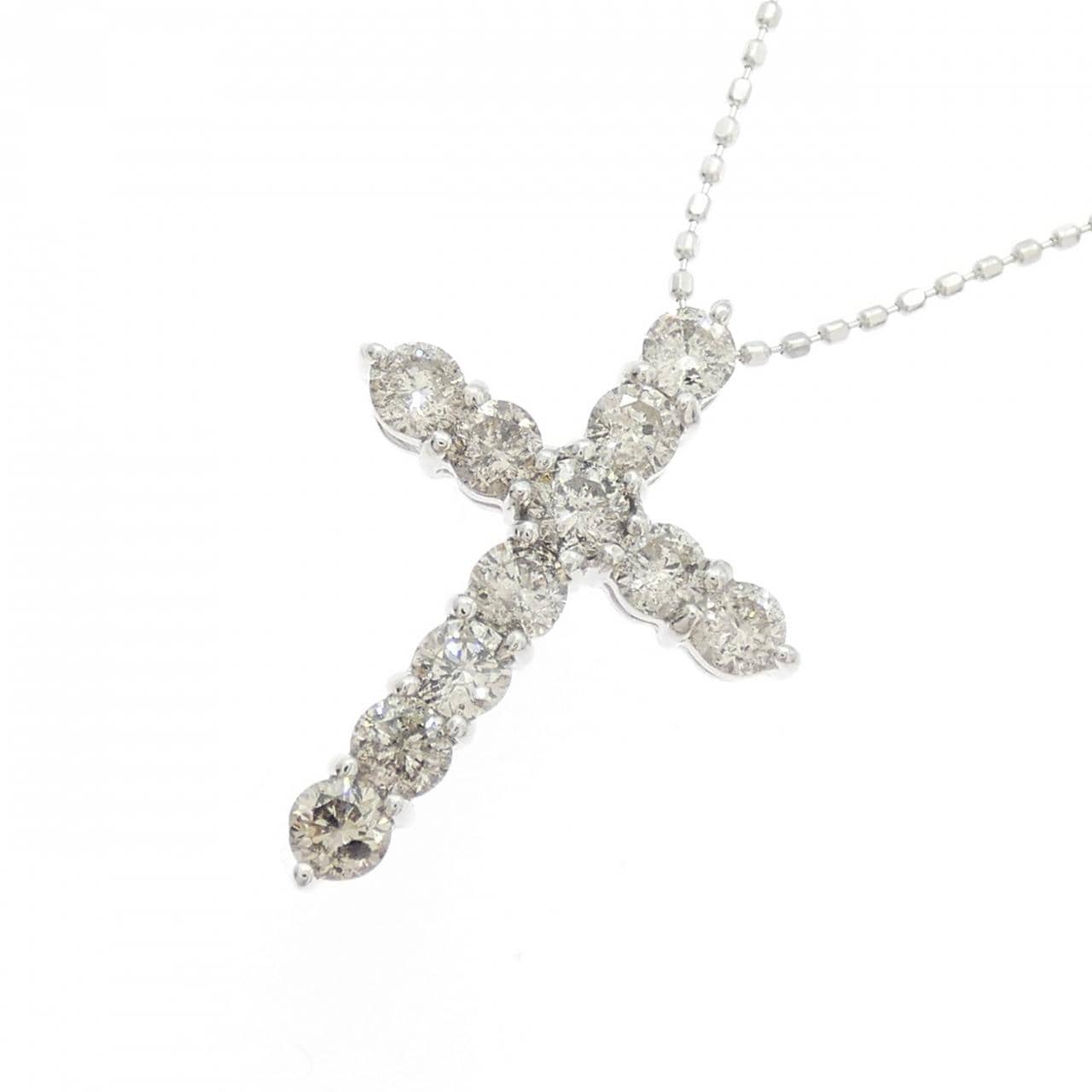 K18WG クロス ダイヤモンド ネックレス 1.00CT