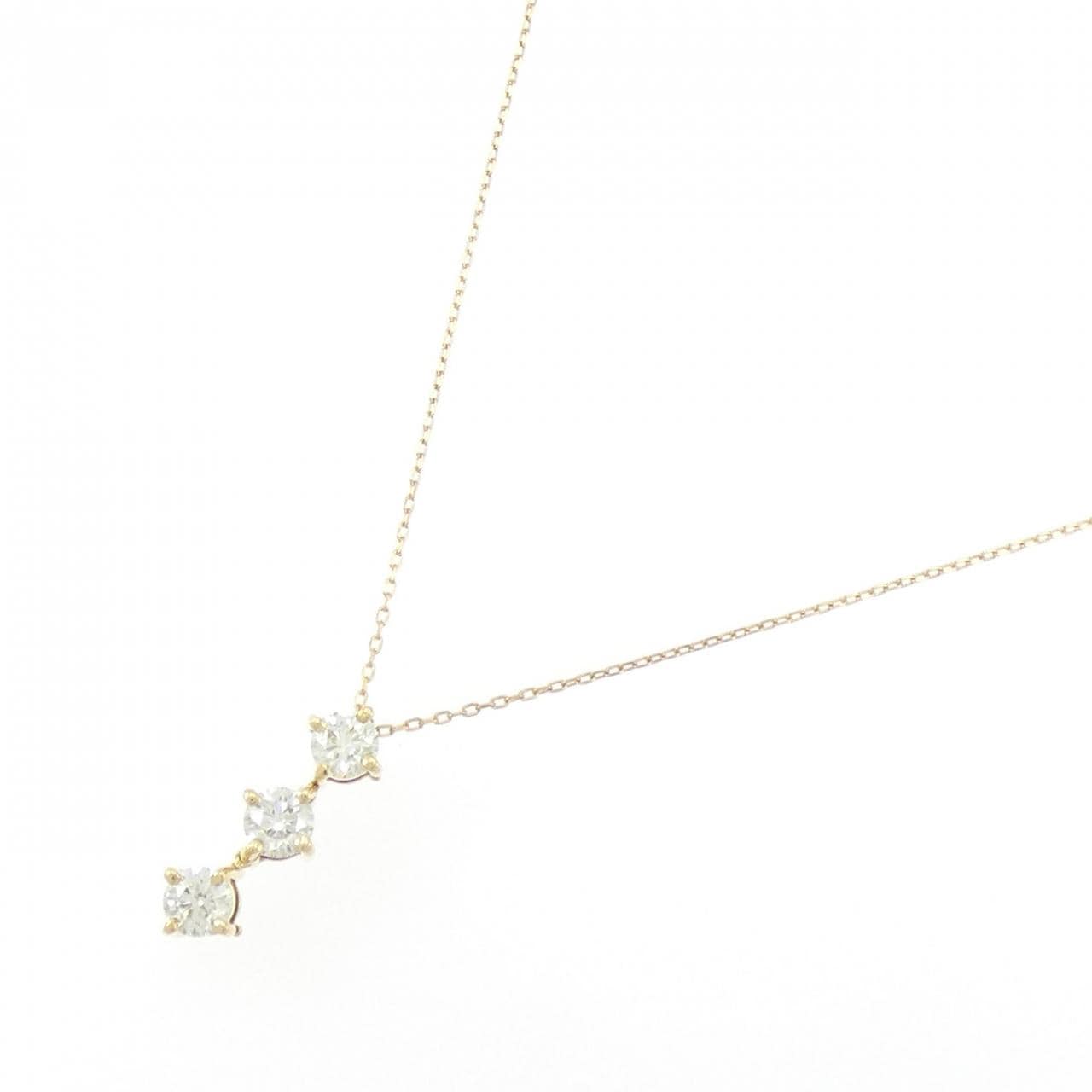 K18YG スリーストーン ダイヤモンド ネックレス 0.50CT