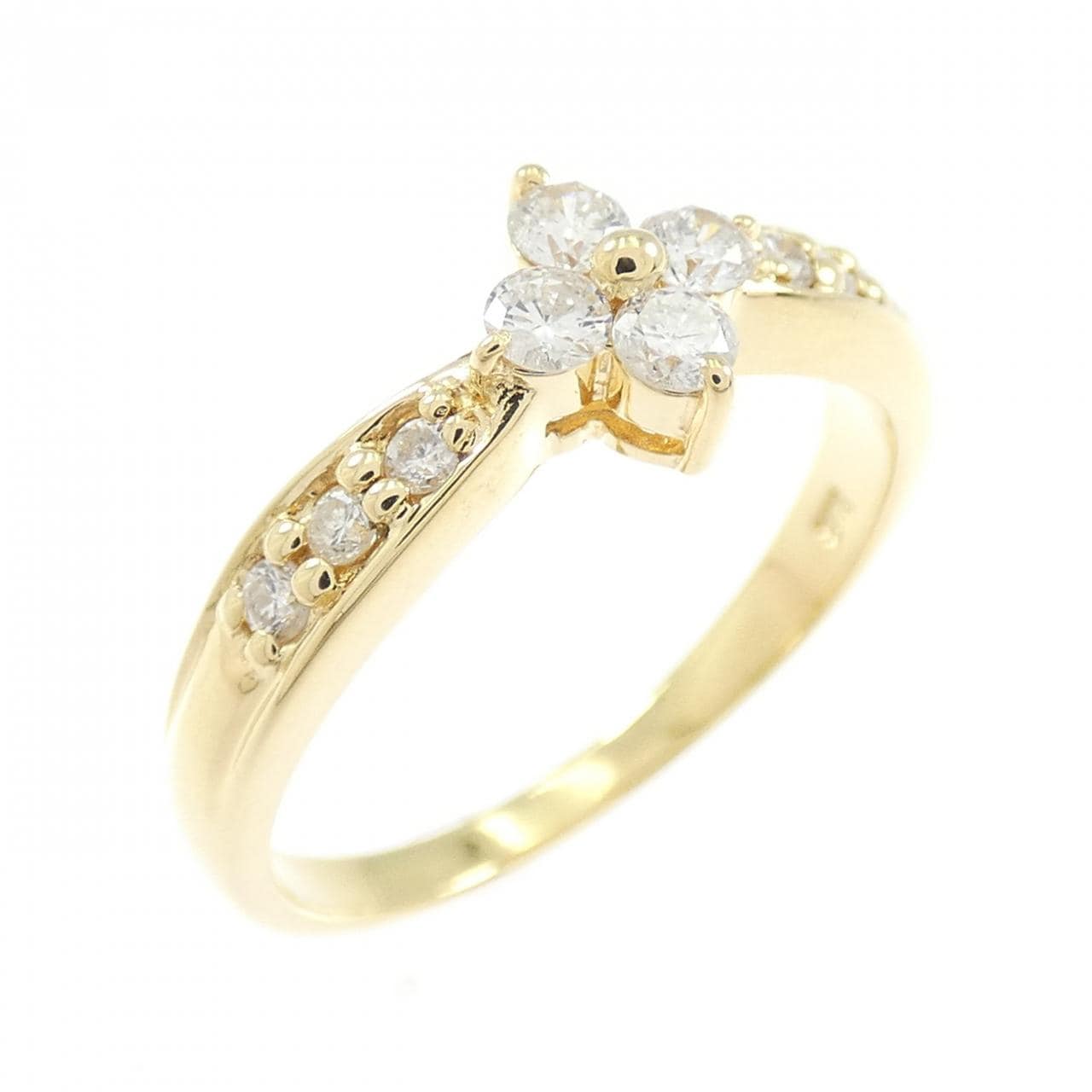 K18YG フラワー ダイヤモンド リング 0.31CT