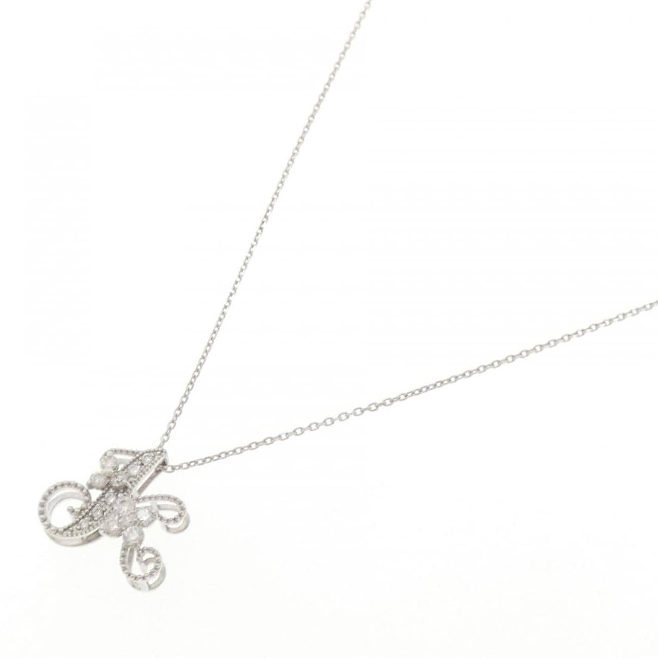 K18WG イニシャルK ダイヤモンド ネックレス 0.18CT