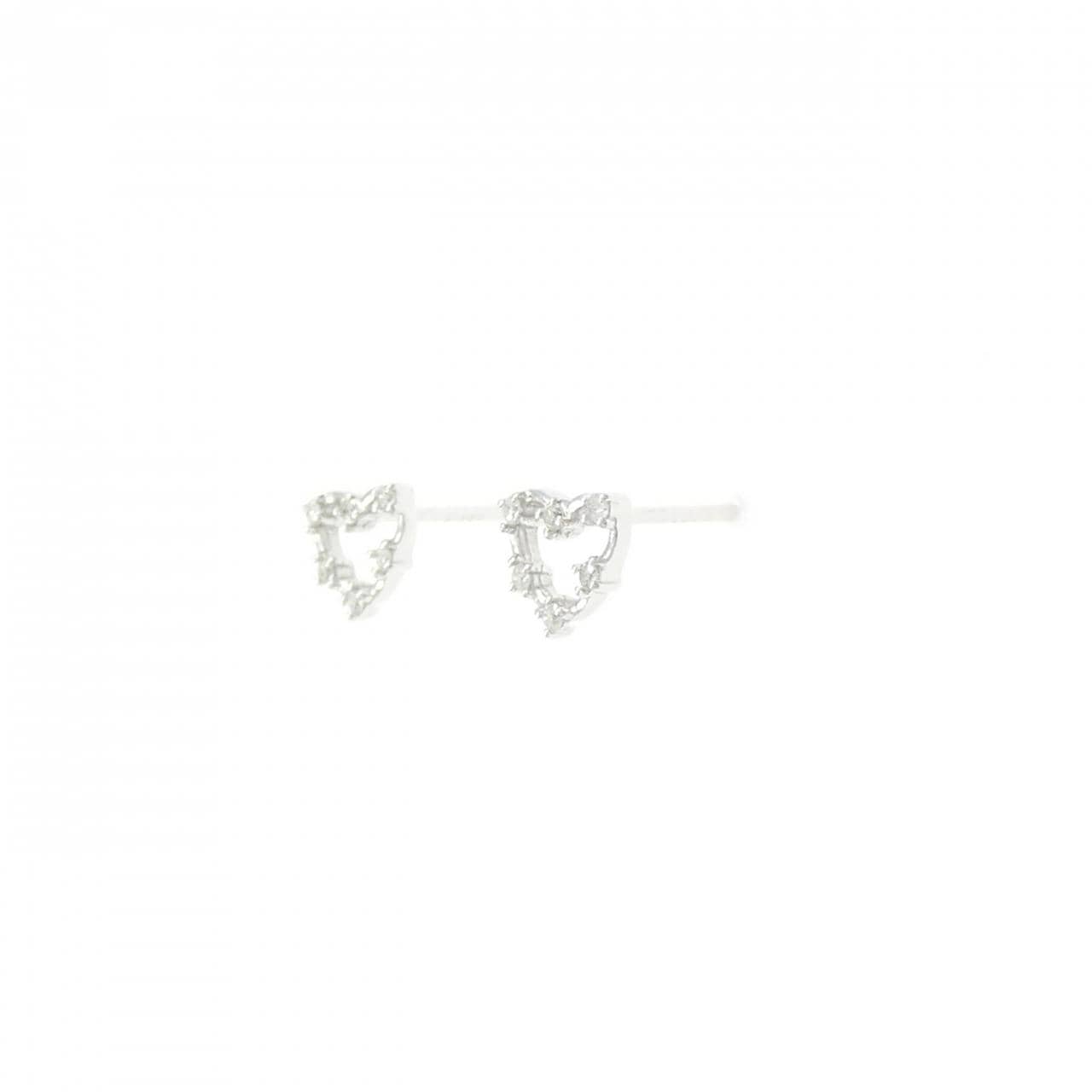 K14WG ハート ダイヤモンド ピアス 0.08CT