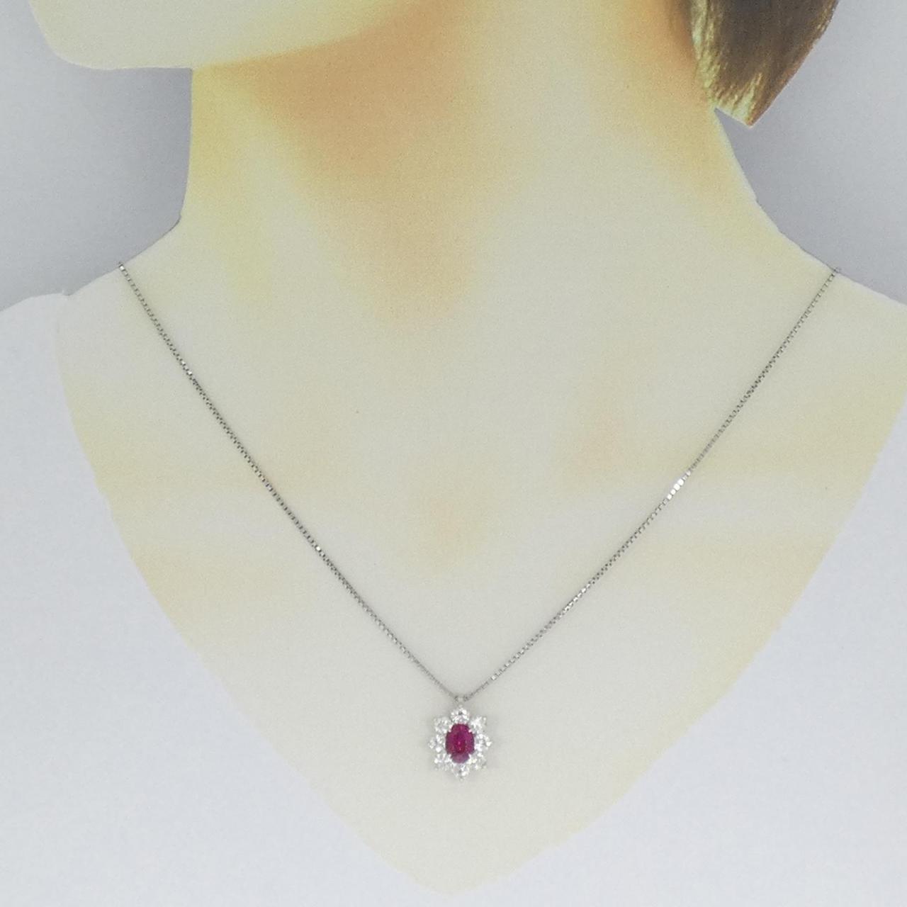 PT900/PT850 ルビー ネックレス 1.31CT ビルマ産