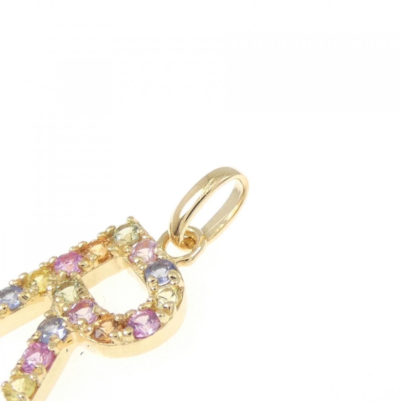 【新品】K18YG イニシャルR サファイヤ ペンダント 0.26CT