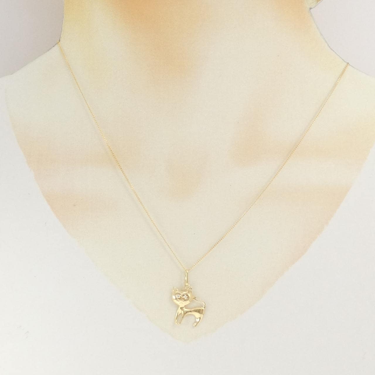 K18YG キャット ダイヤモンド ネックレス