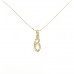 K18YG ナンバー6 ダイヤモンド ネックレス 0.07CT