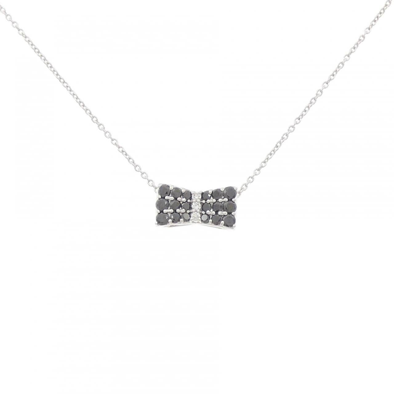 K18WG リボン ダイヤモンド ネックレス 0.30CT