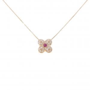 K18PG フラワー ルビー ネックレス 0.16CT