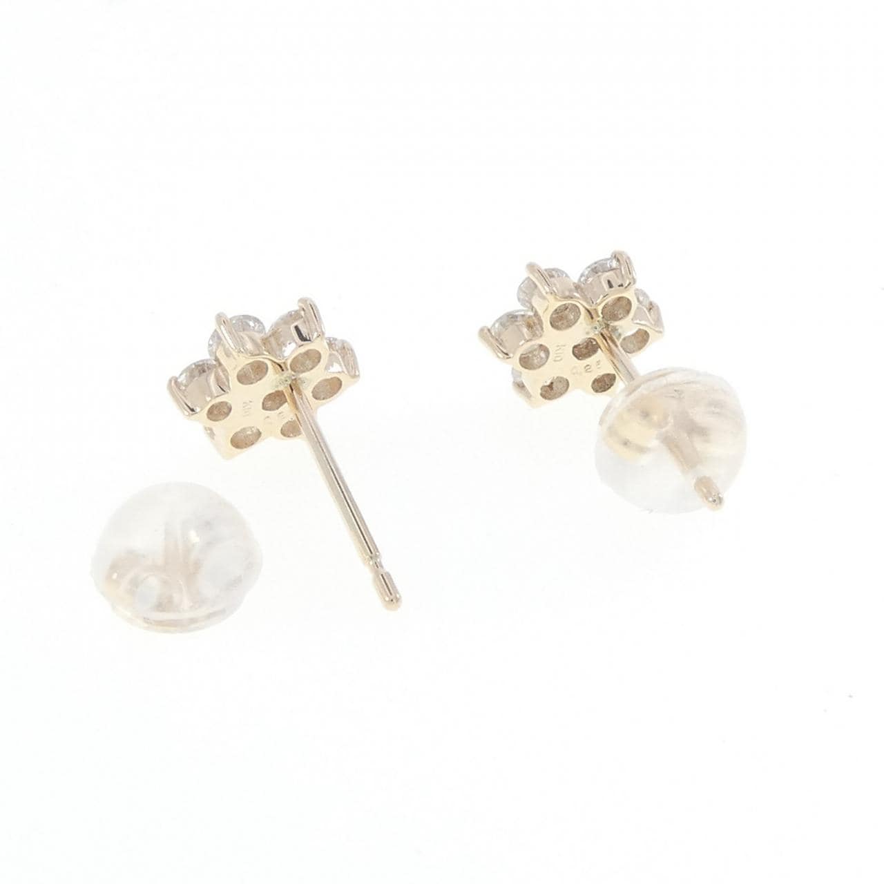 【リメイク】K10YG フラワー ダイヤモンド ピアス 0.50CT