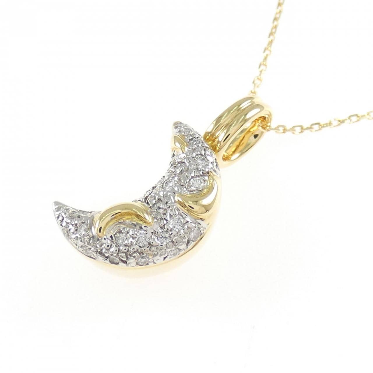 K18YG/K18WG ムーン ダイヤモンド ネックレス 0.16CT