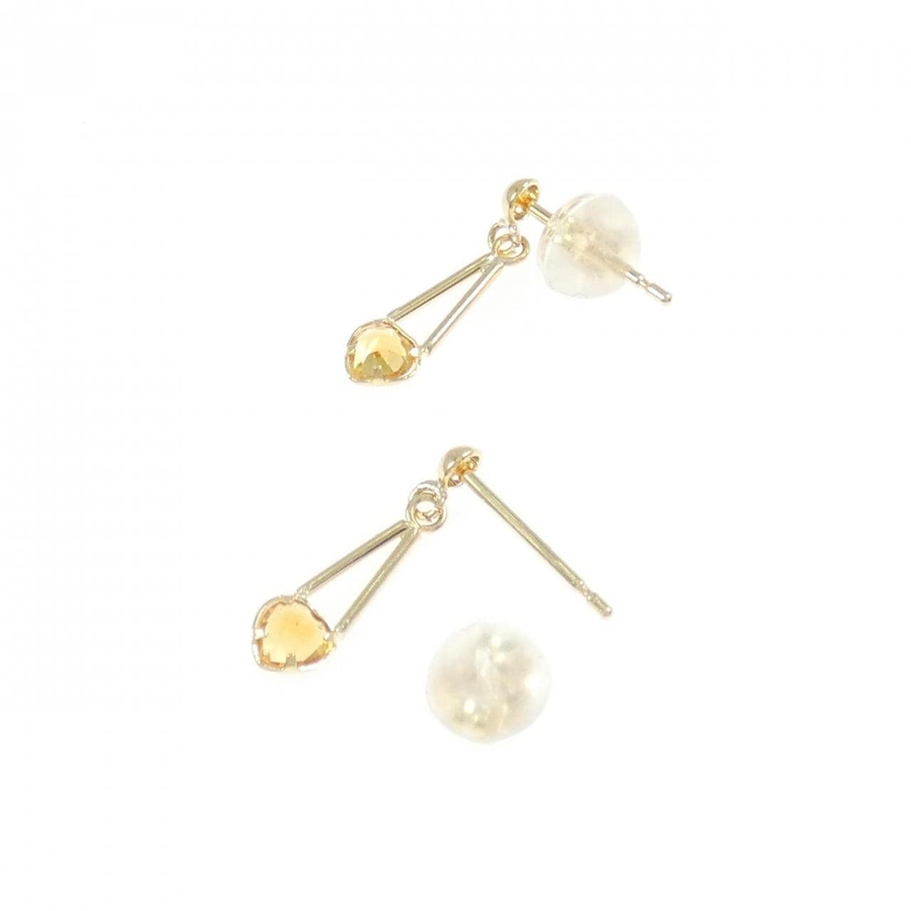 K18YG ハート シトリン ピアス