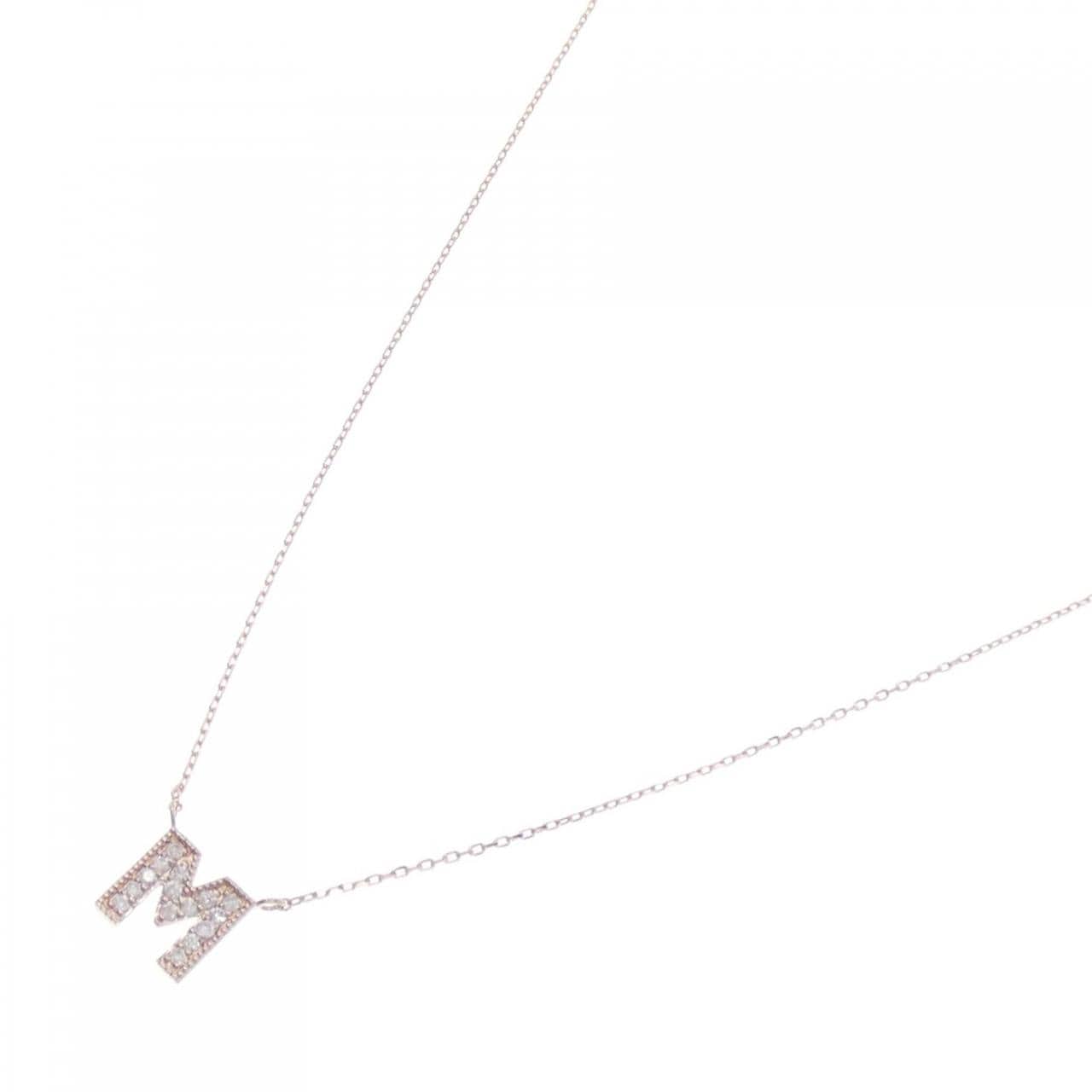 [BRAND NEW] K18YG Initial M Diamond Necklace 0.07CT