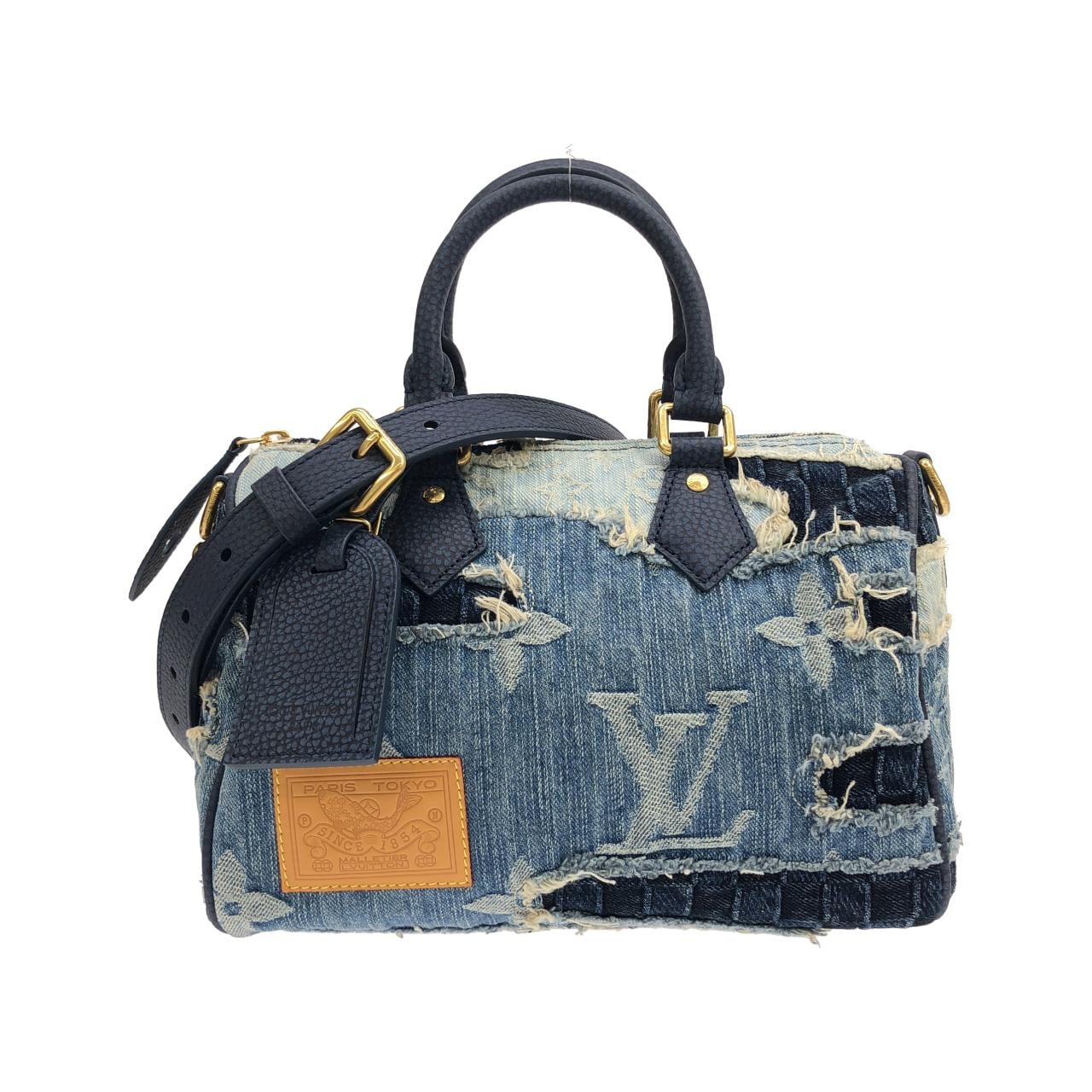 ルイヴィトン デニム ボロ ランドスケープ スピーディ バンドリエール 25cm M15276 ボストンバッグ