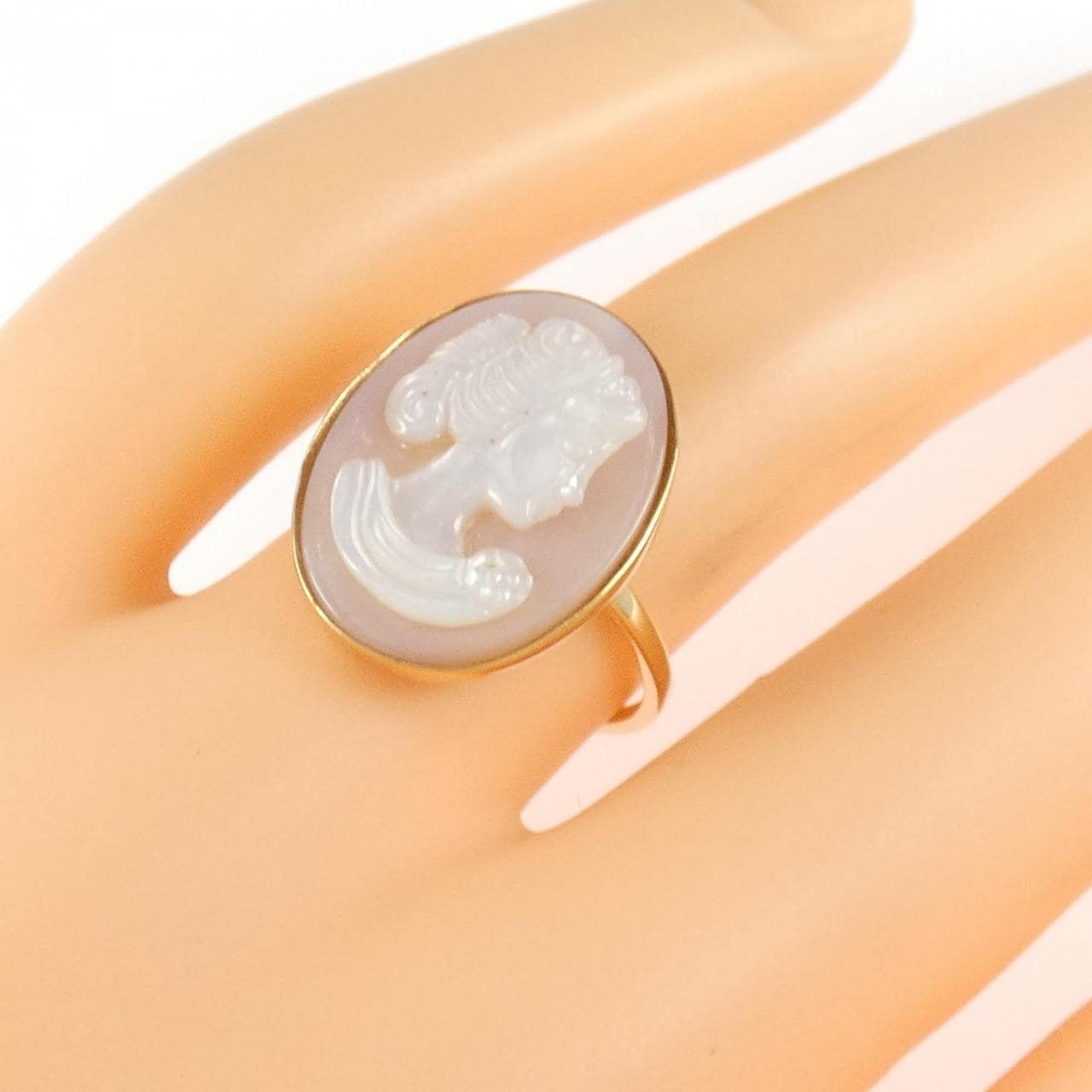K18YG シェルカメオ リング 5.0CT