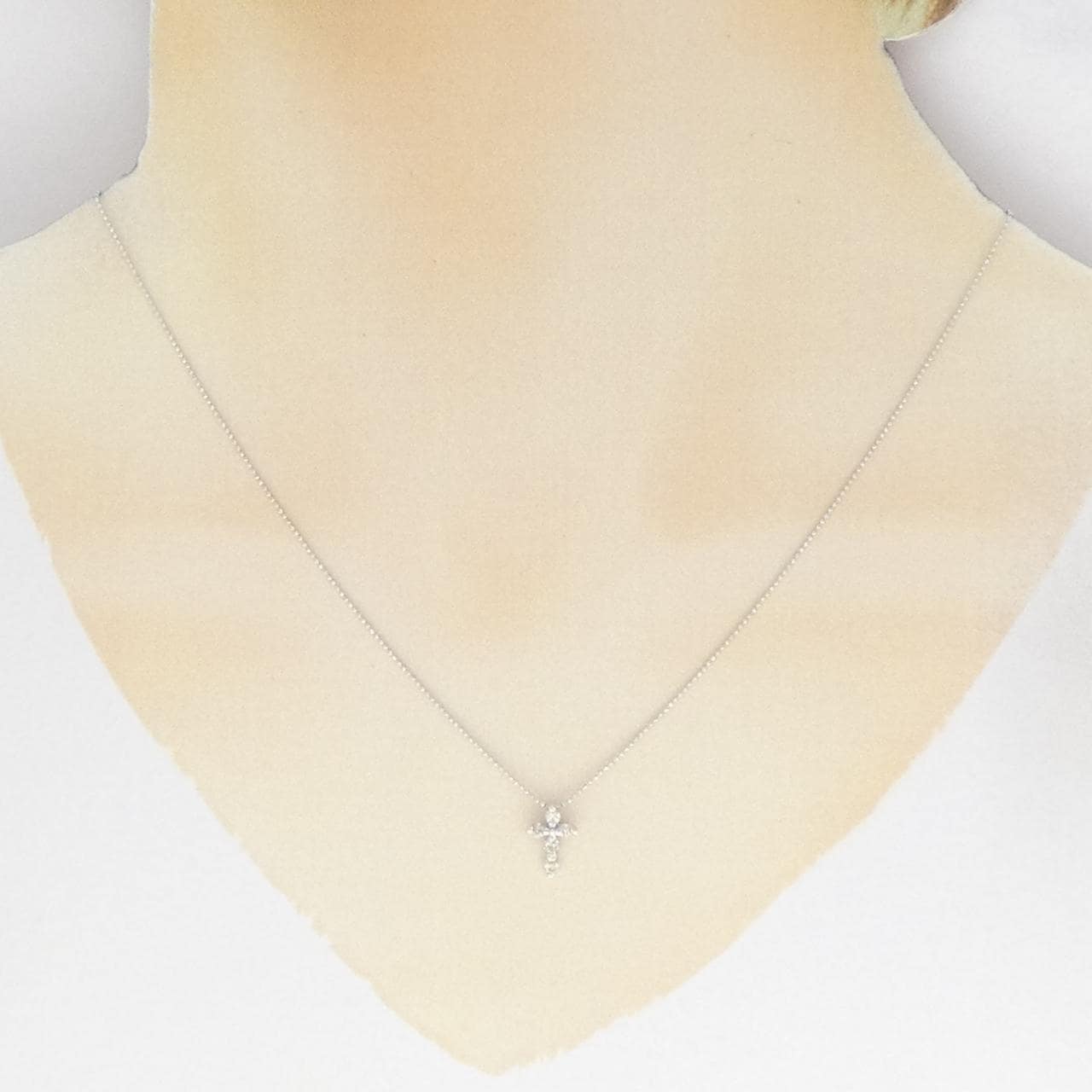 K14WG クロス ダイヤモンド ネックレス 0.20CT