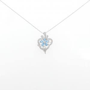 K18WG フラワー ブルートパーズ ネックレス 0.80CT