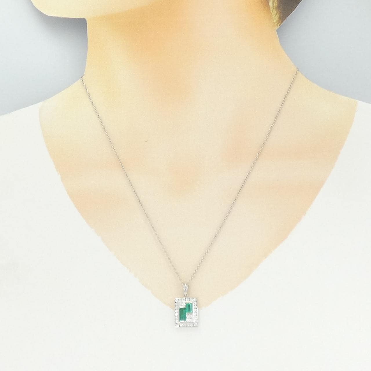 PT900/PT850 エメラルド ネックレス 0.845CT