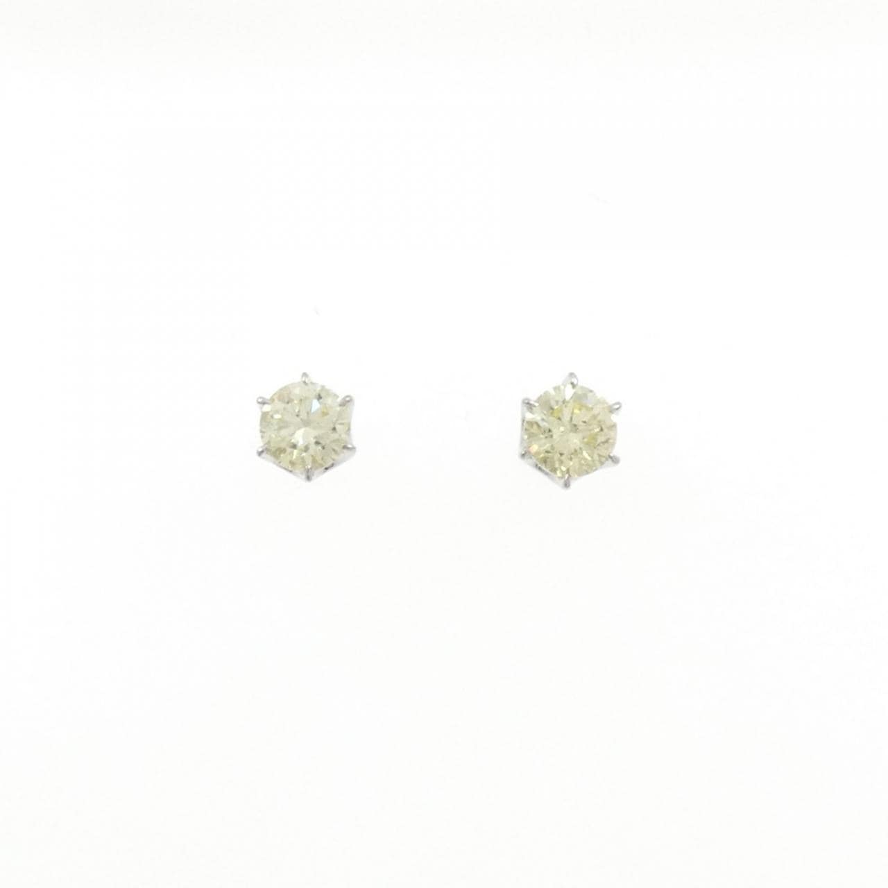 PT900 ソリティア ダイヤモンド ピアス 1.113CT