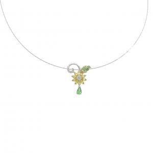 K18/K18WG/PT999 フラワー カラーストーン ネックレス