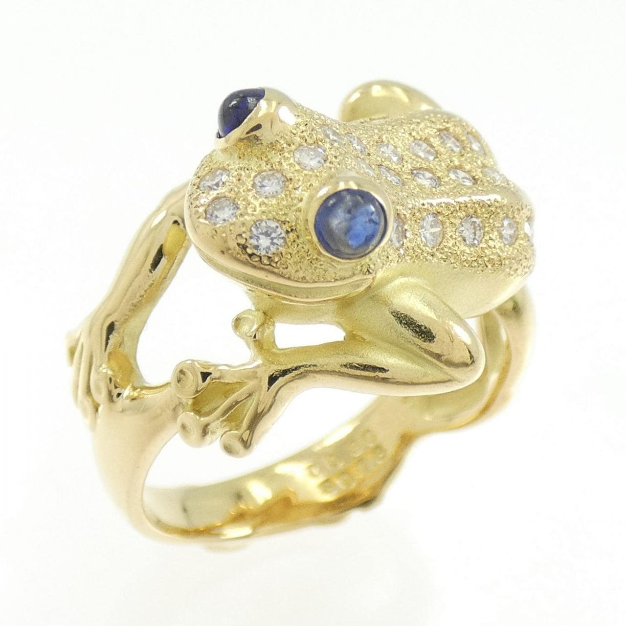 K18YG フロッグ サファイヤ リング 0.18CT