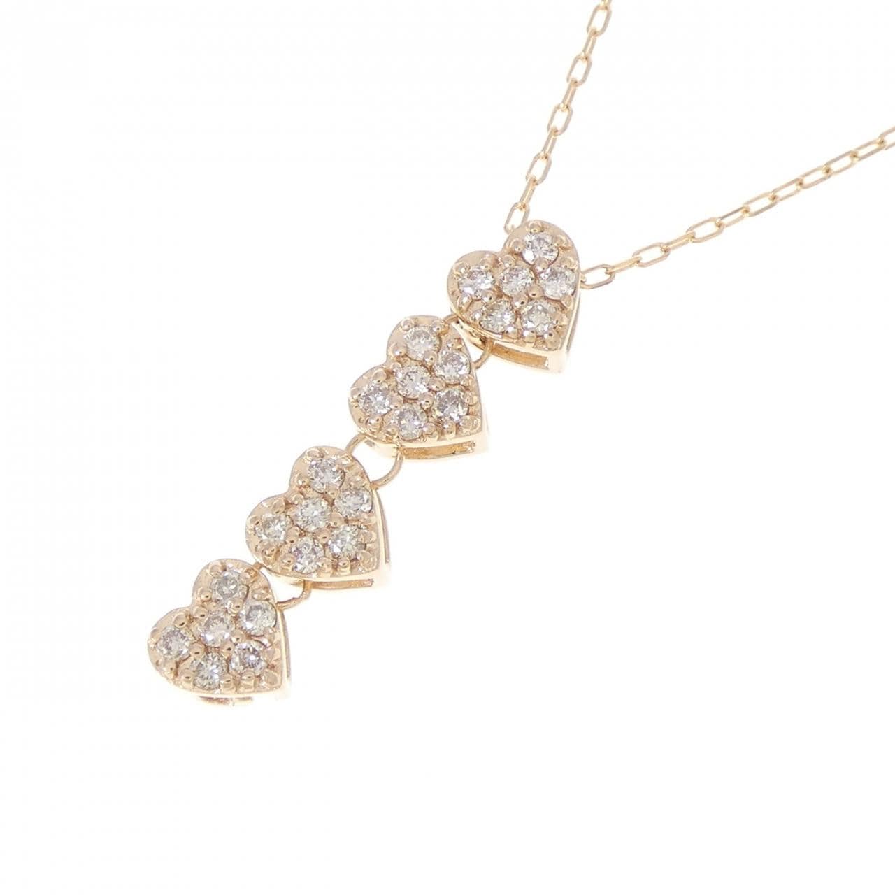 K18PG 2WAY ハート ダイヤモンド ネックレス 0.20CT