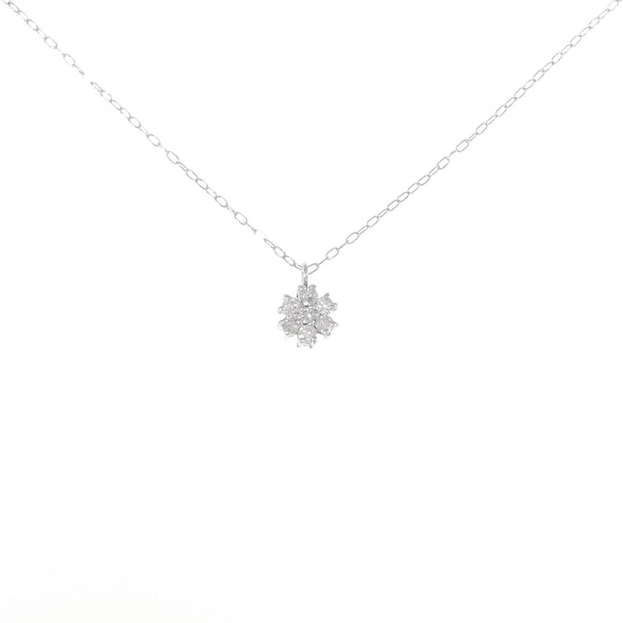 K18WG フラワー サファイヤ ネックレス 0.11CT