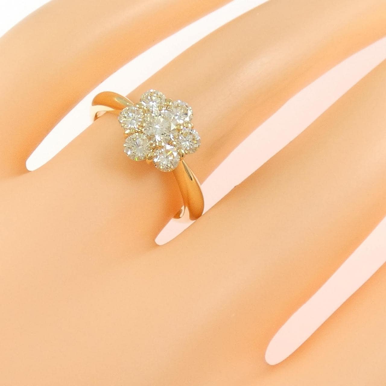 K18YG フラワー ダイヤモンド リング 1.04CT