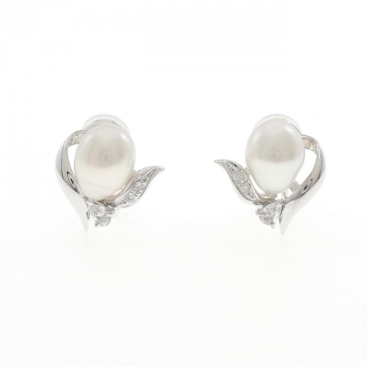 K14WG 白蝶パール イヤリング